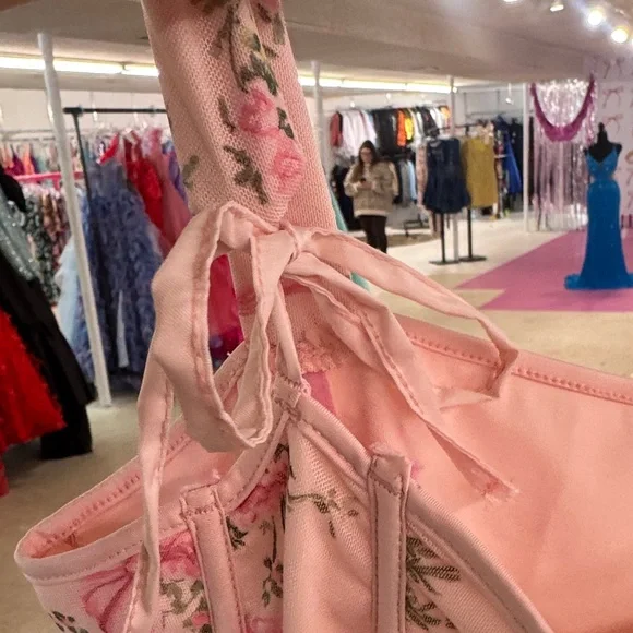 Floral Pink Corset Top - Picture 3 of 4